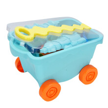 Kindersandburg-Spielzeugset mit Aufbewahrungswagen, Blau, 34,5x24,4x20,6 cm