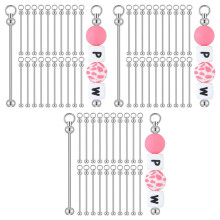 60Pcs Beadable Keychains Metal Bar Chains for Jewelry Making Keychain Rod Accessories for DIY Projects Pendant Ornaments