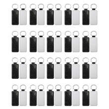 40Pack Sublimation Blanks Keychain Glitter PU Leather Keychain Heat Transfer Keyring Sublimation Keychains Blank Black