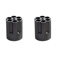 2X Portapenne un Revolver con Design un Cilindro un 6 Slot Ornamento Creativo per Ufficio nel Lega di Alluminio Antiscivolo Resistente