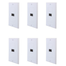 6X New 1-Port Wall Face Plate Panel Cover Coupler Outlet Extender 3D 1080P White