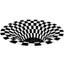 3D Illusion Rug Round Vortex Area Rug 100cm Anti Slip Soft Black and White Optical Floor Mat for Living Room