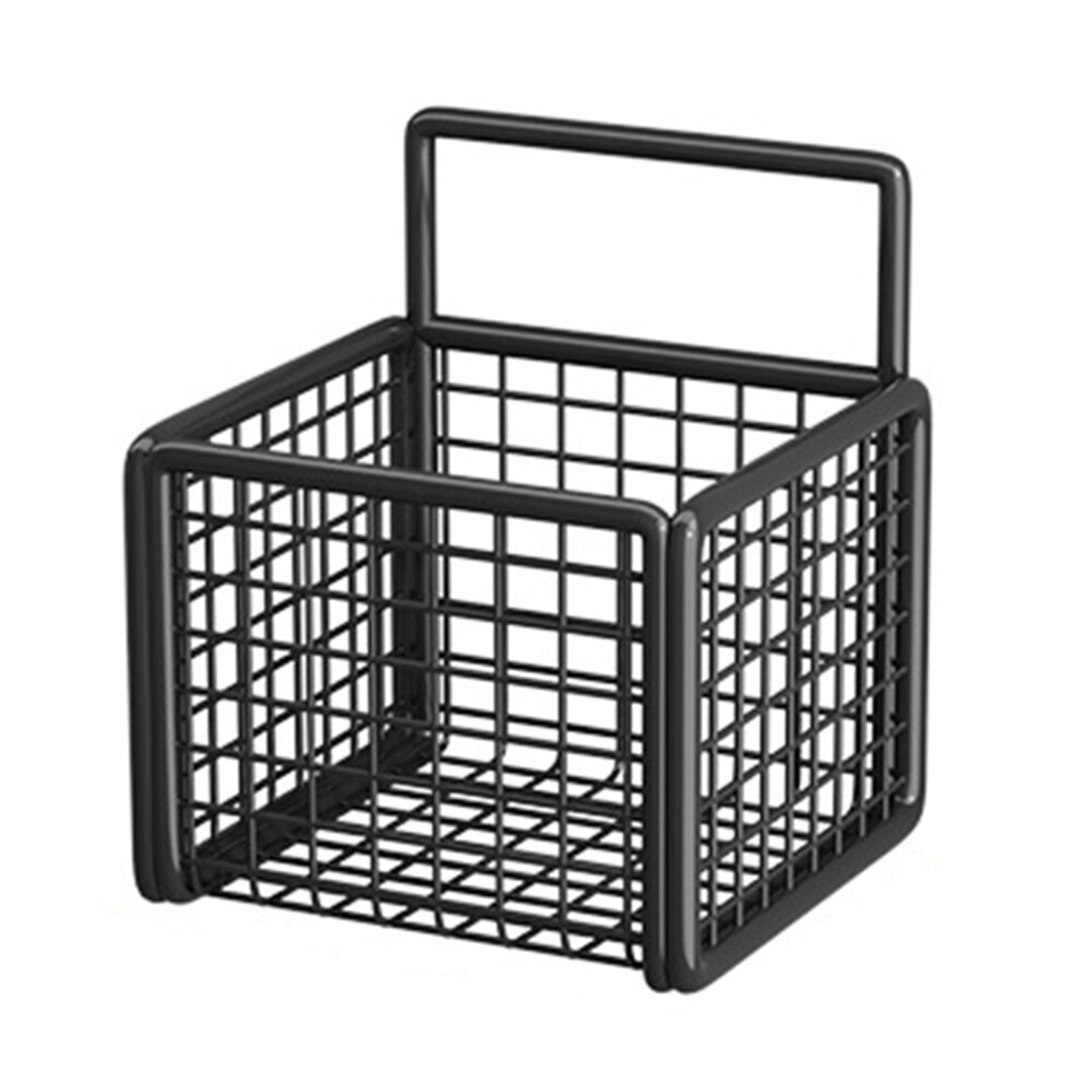 (Black, One Square) Kitchen Hanging Wall Fruit Basket Metal Utility Laundry Organizer For Home Kitchen Bathroom Pantry 6434023459783