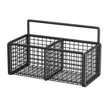 (Black, Two Grids) Panier Mural Métal Cuisine SDB Sans Perçage