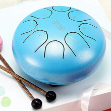 6 Inch 8 Note Steel Tongue Drum Handpan Drum, Clear Resonant Sound, Blue ReadytoPlay Set with Bag and Mallets