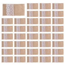 300Pc Burlap Lace Cutlery Pouch Rustic Wedding Tableware Knife Fork Holder Bag Hessian Jute Table Decoration Accessories