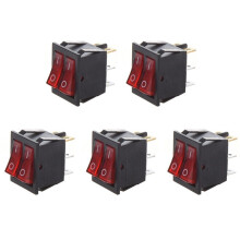 5X Red Light Illuminated 6 Pin Dual SPST /OFF Boat Rocker AC 15A/250V 20A/125V