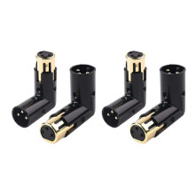 4PCS Audio Adapter Plug Adjustable Male to Female Right Angle XLR Adapter 3Pin Black (XLR 90 Degree Adapter)
