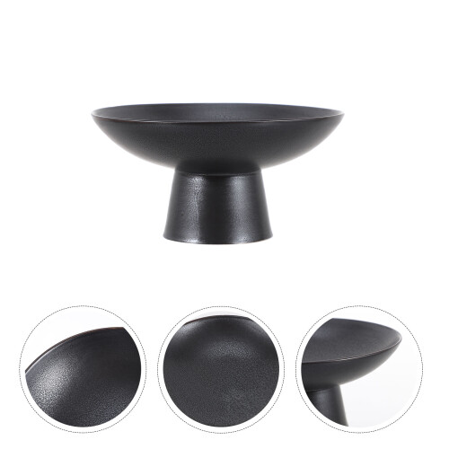 Black Ceramic Snack Dish Cake Plate Bread Tray for Storage 2