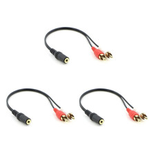 3X Cabo de Áudio Estéreo Auxiliar 2 RCA Macho para Fêmea de 3,5 mm