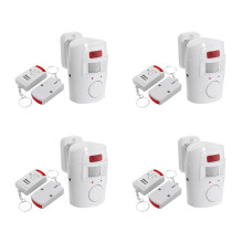 4X Infrared Motion Sensor Alarm - Burglar Alarm with 2 Remote Controls, Suitable for Home/Garages/Shops