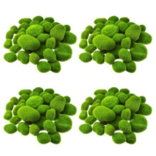 128PCS 5 Size Artificial Moss Rocks Decorative Green Moss Balls Fake Moss Decor for Floral Arrangements Gardens