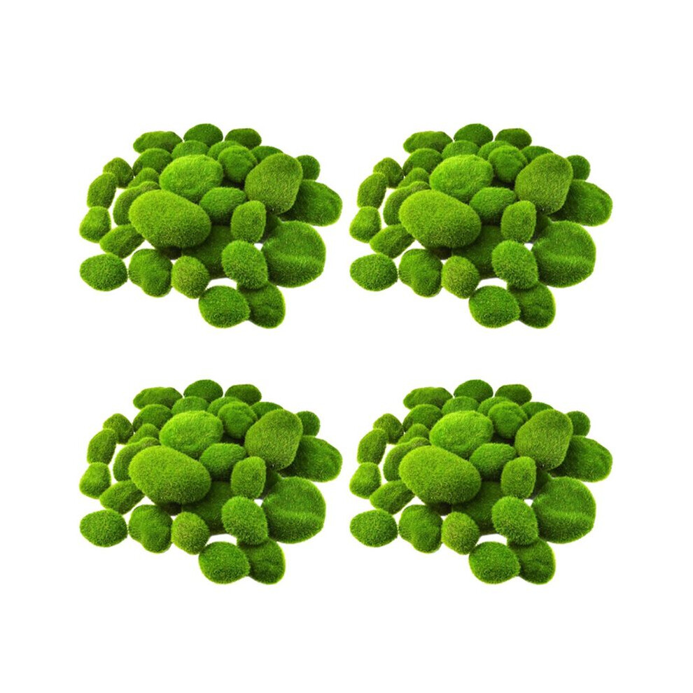 Semoic Green 128Pcs 5 Size Artificial Moss Rocks Decorative Moss Balls Fake Moss Decor For Floral Arrangements Gardens