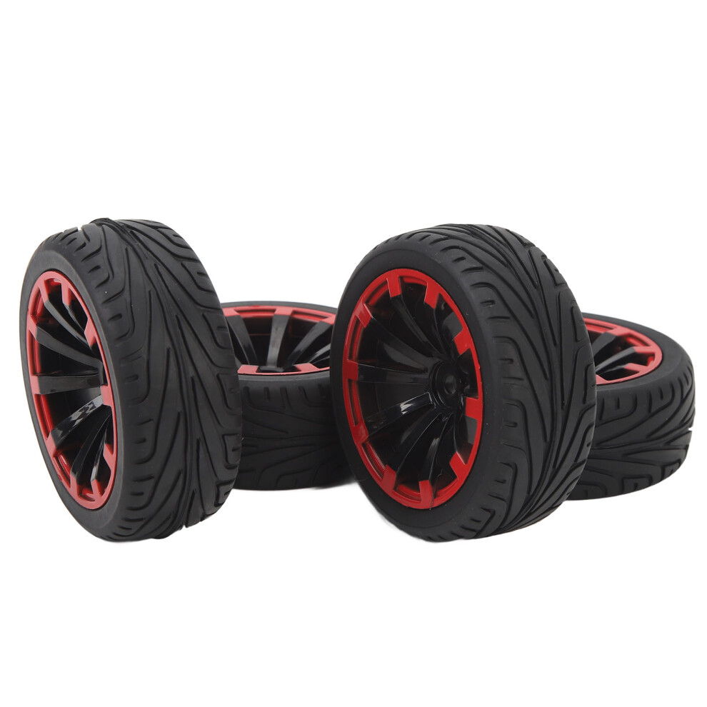 4Pcs 12Mm Hex Rc Off-Road Tires 65Mm Diameter Ring Red 4681388819475