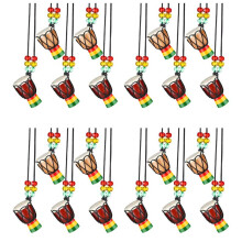 20 Pcs Instrument Necklaces Djembe Drum Pendant African Drum Wooden Necklace Drums and Percussion
