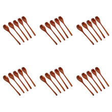 Cuchara de Sopa de Madera 30 Piezas Ecológico Simpático Vajilla Natural Elipse de Madera Cuchara Juego de Cuchara para Comer Mezclar Revolver Cocina