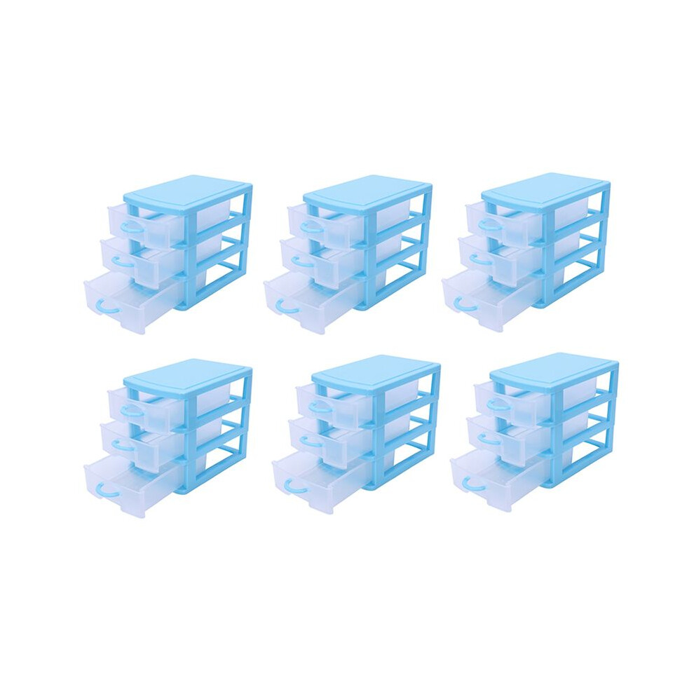 Semoic Blue 6X Translucent Drawer Type Plastic Storage Boxï¼ 3 Layersï¼