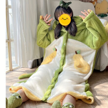 (Dinosaur Green Robe Pajamas) 1 Stück tragbare Decke mit Dinosaurier-Motiv, weicher, bequemer Kapuzenmantel, Ganzjahres-Loungewear für zu Hause,