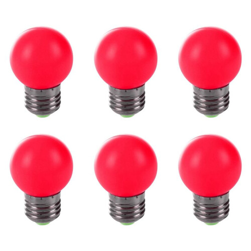 6X E27 LED Light Warm Red Bulb Plastic Bulb (0.5W Power, Red) 1