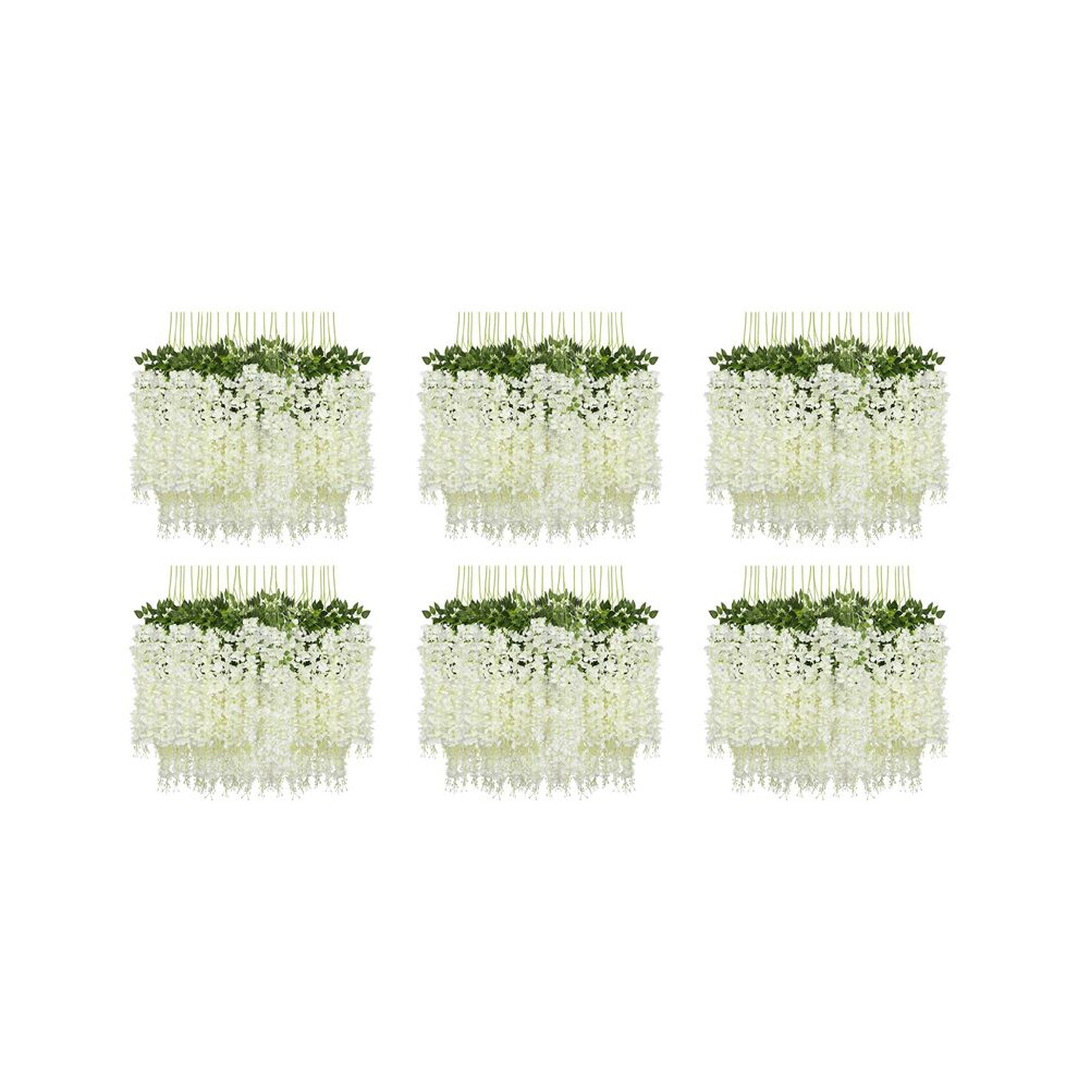 Semoic 72 Pack (43.2 Ft) Artificial Wisteria Vine Fake Wisteria Hanging Garland Silk Long Hanging Bush Flowers String Decor