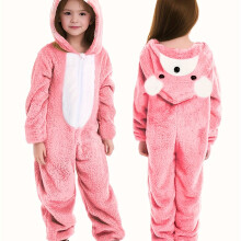 (Peach, 4-5Y) Pink Polar Bear Hooded Romper for Girls | Casual Knit Polyester, Long Sleeve, Loose Fit, Fall/Winter Sleepwear | Playful Design,