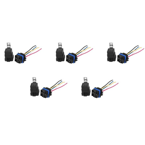 5X Waterproof Integrated Automobile Relay /12V 40A Auto Relay & Socket 5 Pin