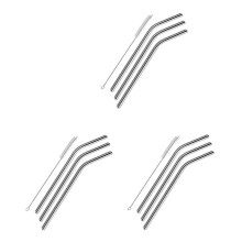 9 Pcs Reusable Stainless Steel Metal Drinking Straw Reusable Straws + 1 Cleaner Brush Kit