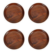 4X Tableware Household Smooth Wooden Bread Dish Tray Kitchen Utensils Seasoning Plate Round