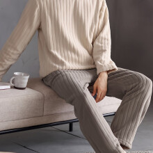 (Mixed Color, XXL) Herbst- und Winter-Herren-Pyjama-Set mit langen Flanellärmeln und Hosen, verdicktes, mit Fleece gefüttertes, warmes