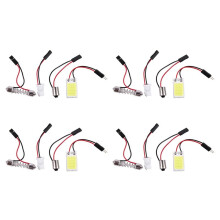 4X Auto Super Bright White 18 COB LED Light Bulb Panel + T10 Festoon Adapters