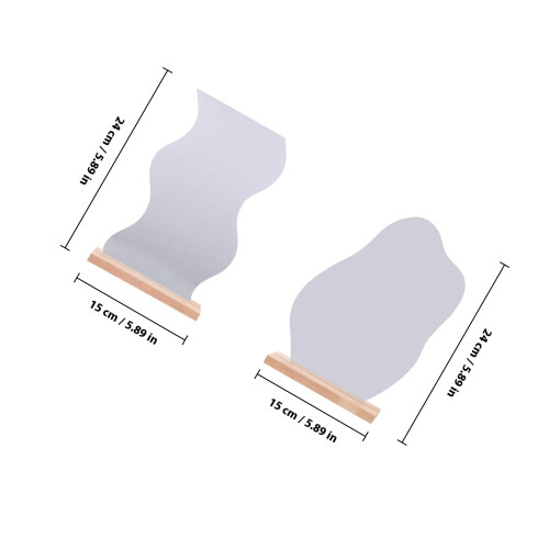 2Pcs Desktop Frameless Makeup Mirrors With Wooden Base 1