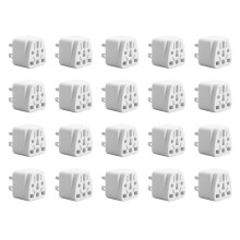 20X US Travel Plug Adapter EU/UK/AU/In/CN/JP/Asia/Italy/Brazil to USA (Type B),3 Prong USA Plug,Charger Converter White
