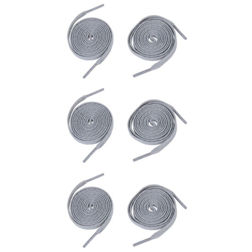 Trainers Plastic Tips 52.4 Long Grey Flat Wide Shoe Laces Strings 6Pcs