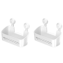 2X Shower, Spice Stand, Bathroom Organizer, Storage Basket, No Drill, Removable Vacuum Suction Cup, Wall Stand
