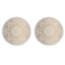 2X Asciugamano da Spiaggia Rotondo nel Microfibra Mandala Asciugamano da Spiaggia Indiano Hippie Boho con Nappe Coperta da Viaggio Oversize Arazzo da