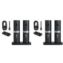 4x Ensemble de Moulins à Sel et Poivre ÉLectriques Automatiques avec Base Rechargeable 2 Broyeurs Portables à GrossièReté RéGlable