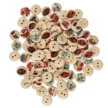 Craft Wooden Buttons 100pcs Round 2 Holes Log Colour Decorative Sewing Supplies
