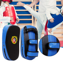 (Blue edge, Arc-shaped) Kickboxing Striking Target Pads Adjustable Soft Shield Durable Boxing Punching Pads Boxing Training for Men Women Gym