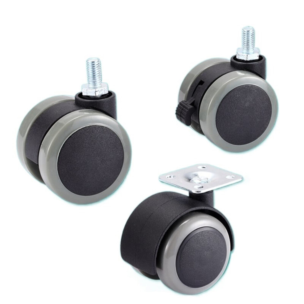 2 Inch (50Mm) Caster Wheels, M8 Threaded Stem Swivel Quiet Rubber For Chairs, Screw Without Brake 9092120961393