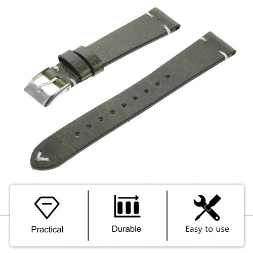 1Pc Green Cowhide Watch Band Ultra-Thin Replaceable Wrist Strap 2