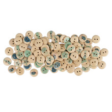 100 pcs Mixed Round 2-Hole Wooden Buttons, Decorative Log Ocean Color
