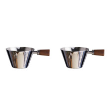 2X 90ml Mätkopp i Rostfritt Stål Espressokoppar Små Kaffe Mjölkkanna Kanna Espresso Shot Cup Mått Kök Silver