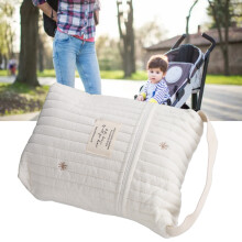 Sternenmuster Babywindeltasche Baumwoll-gefütterte Stickerei Kinderwagenschultertasche mit Reißverschluss für Flaschen