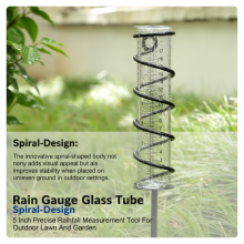 (17 Scale Rain Gauge) Rain Gauge Glass Tube Spiral-Design 5 Inch Precise Rainfall Measurement Tool For Outdoor Lawn And Garden