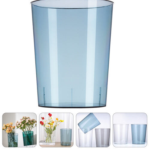 1Pc Blue Acrylic Wake Flower Bucket Multi-Purpose Storage Container 2