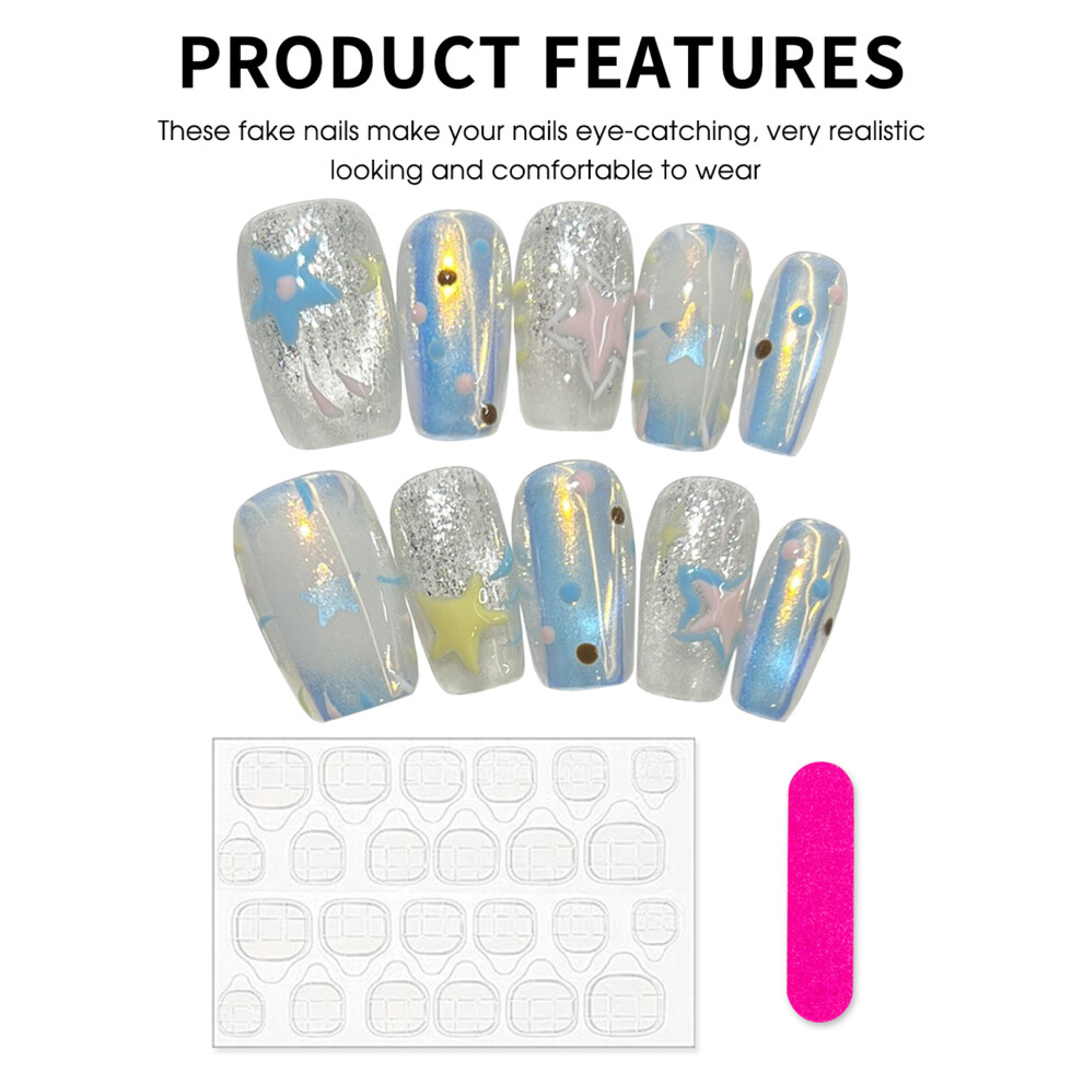 Creation-3C (Xs) Glitter Aurora Press-On Nails, 10Pcs, Long Lasting