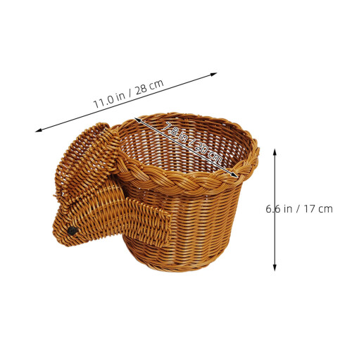 Rabbit Shaped Hand Woven Wicker Storage Basket For Nursery Organizer 1