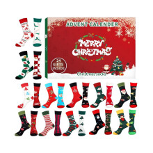 Kerstkalender met sokken, aftelling van 24 dagen, katoenen kerstsokken voor volwassenen, adventskalender