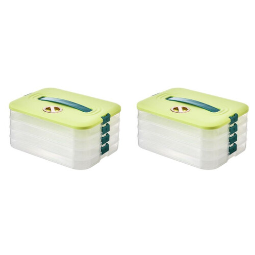 8X Dumplings Box Storage Box Refrigerator Dumpling Freezing Multi-Layer Freeze Quick-Freeze Dumpling Box Green