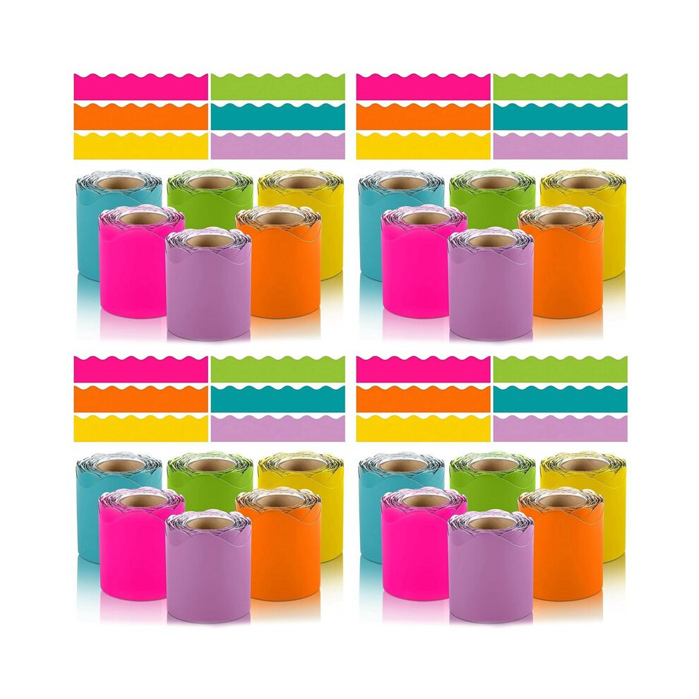 24 Rolls 198 Ft Bulletin Board Borders For Classroom, Paper Roll Scalloped Borders,For Classroom Decor, Home Decor 6031700111943